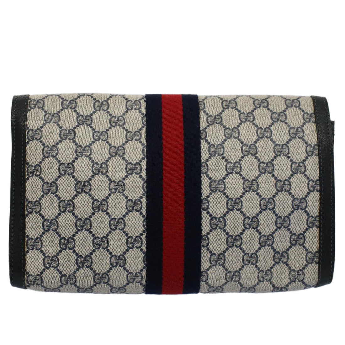 GUCCI GG Canvas Sherry Line Clutch Bag Gray Red Navy 41 014 3087 30 54692