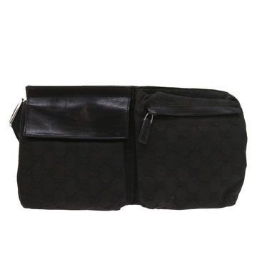 GUCCI GG Canvas Waist bag Leather Black 0181621 54701