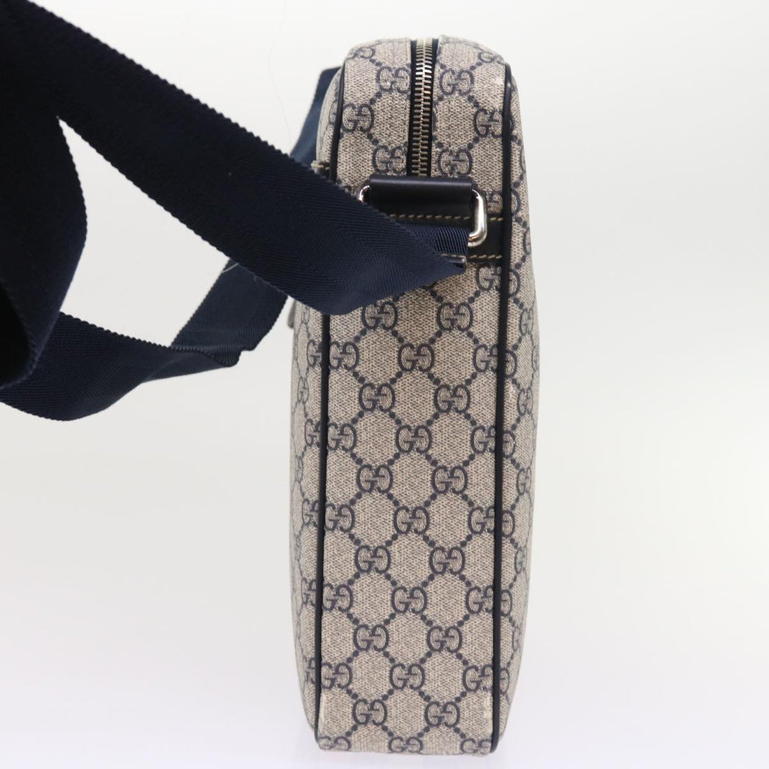 GUCCI GG Supreme Shoulder Bag PVC Leather Gray Navy 201448 54703