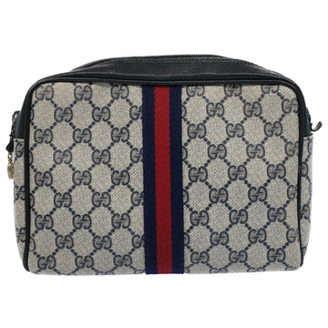 GUCCI GG Canvas Sherry Line Clutch Bag Gray Red Navy 010 378 54723