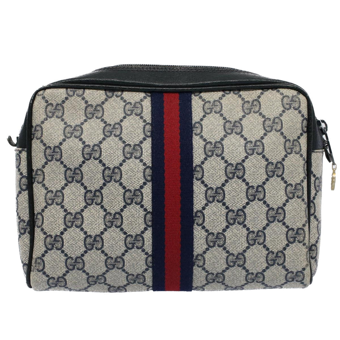 GUCCI GG Canvas Sherry Line Clutch Bag Gray Red Navy 010 378 54723