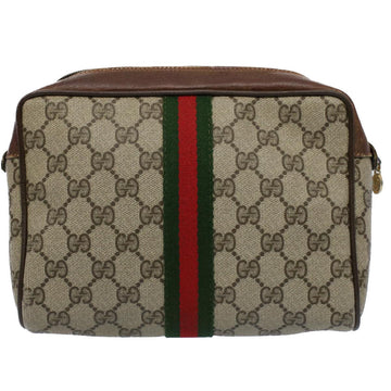 GUCCI GG Canvas Web Sherry Line Clutch Bag Beige Red Green 84 01 012 54726