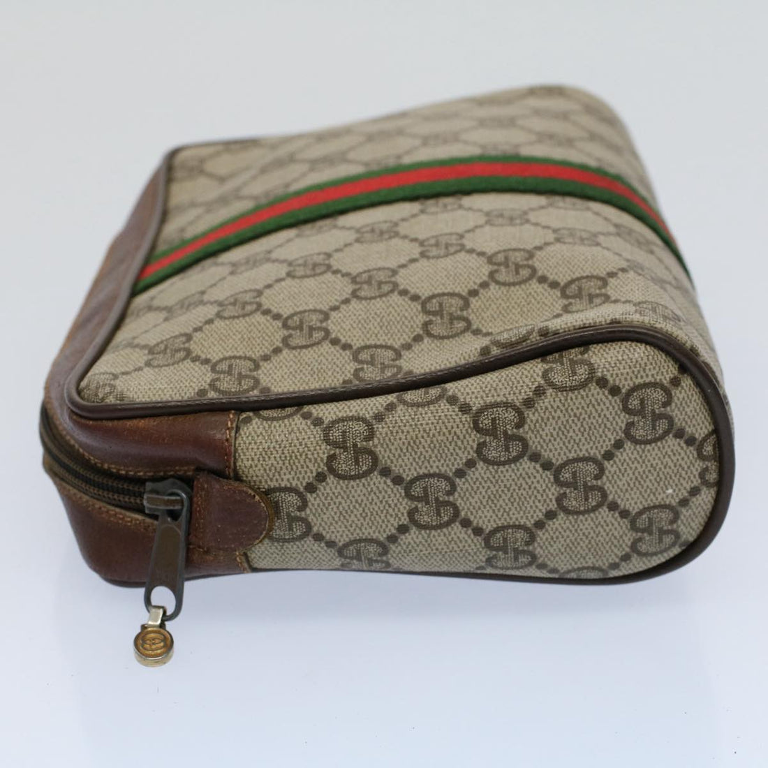 GUCCI GG Canvas Web Sherry Line Clutch Bag Beige Red Green 84 01 012 54726