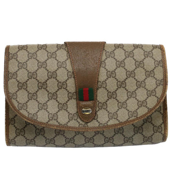 GUCCI GG Canvas Web Sherry Line Clutch Bag Beige Red Green 89 01 030 54732