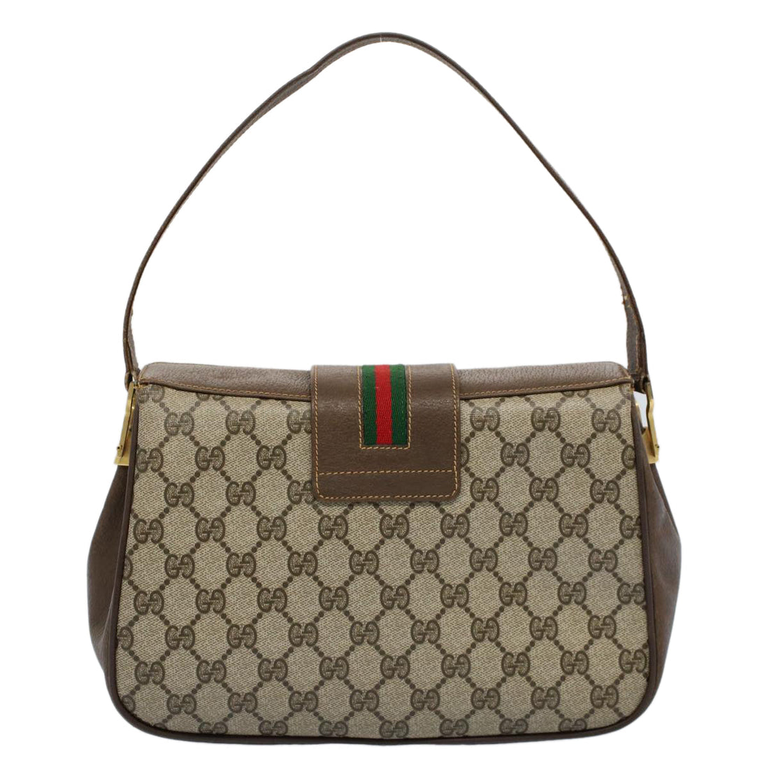 GUCCI GG Canvas Web Sherry Line Shoulder Bag Beige Red 116 02 076 54737