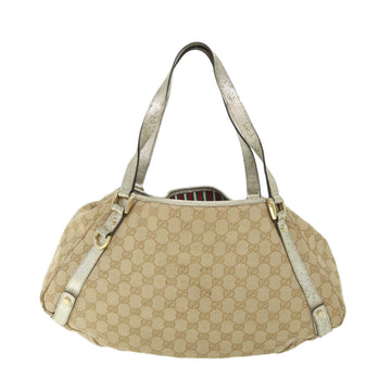 GUCCI GG Canvas Shoulder Bag Beige Gold 130736 54760