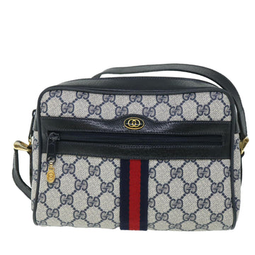 GUCCI GG Canvas Sherry Line Shoulder Bag PVC Leather Gray Red Navy 54775