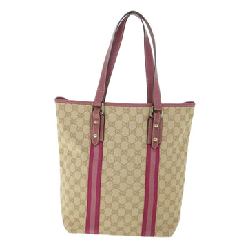 GUCCI GG Canvas Sherry Line Tote Bag Beige Pink 162899 54900
