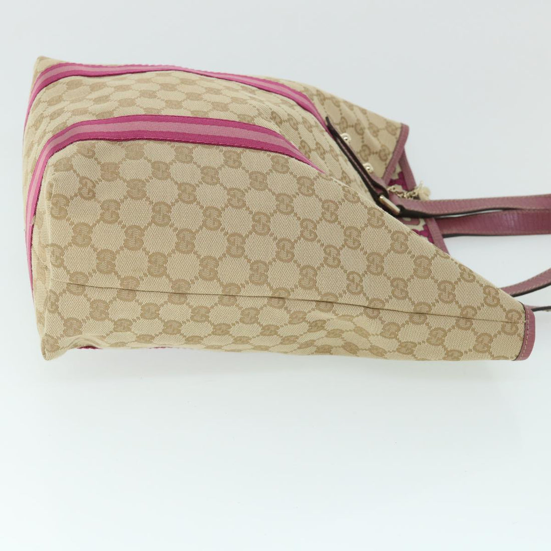 GUCCI GG Canvas Sherry Line Tote Bag Beige Pink 162899 54900