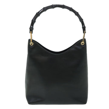 GUCCI Bamboo Shoulder Bag Leather Black 54916