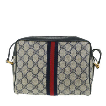 GUCCI GG Canvas Sherry Line Shoulder Bag PVC Leather Navy Red 54963