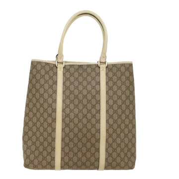GUCCI GG Canvas Tote Bag PVC Leather Beige 223668 54967