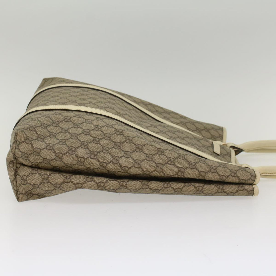 GUCCI GG Canvas Tote Bag PVC Leather Beige 223668 54967