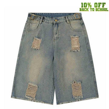 Makersluxe® Ripped Washed Denim Shorts
