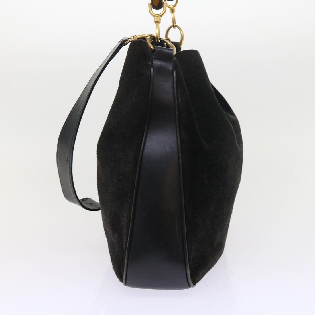 GUCCI Bamboo Shoulder Bag Leather 2way Black 55434
