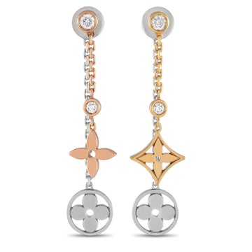 Louis Vuitton Blossom 18K Yellow, Rose, and White Gold Diamond Dangle Earrings LV16-041924