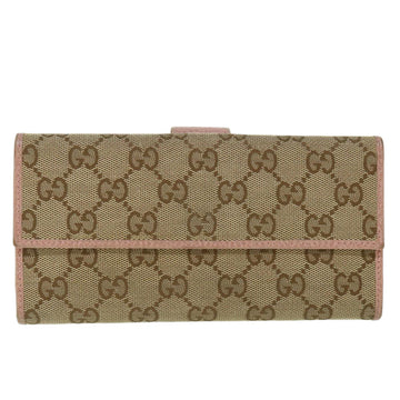 GUCCI GG Canvas Long Wallet Beige Pink 231841 55624