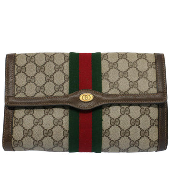 GUCCI GG Supreme Web Sherry Line Clutch Bag Beige Red 41 014 3087 25 55754