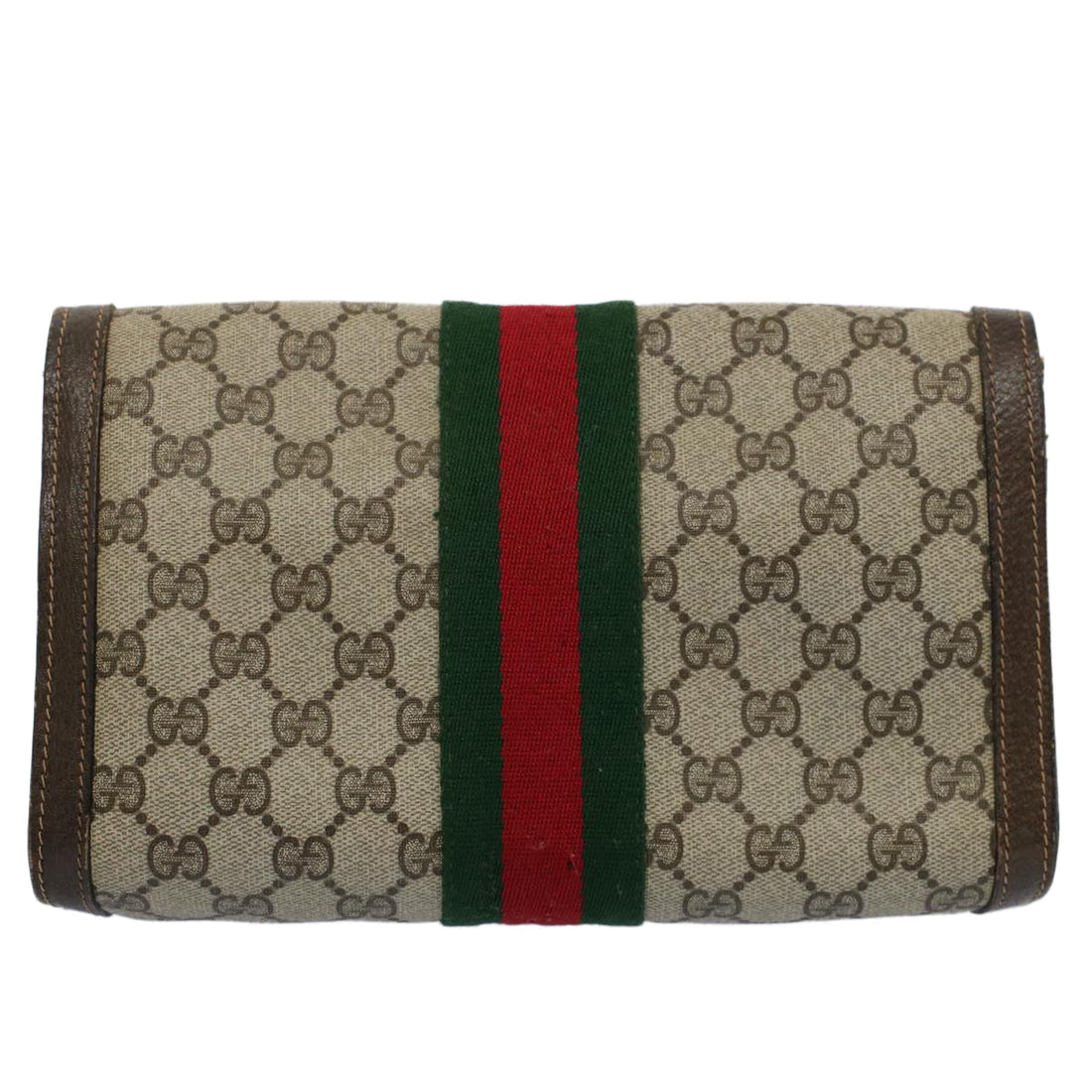 GUCCI GG Supreme Web Sherry Line Clutch Bag Beige Red 41 014 3087 25 55754