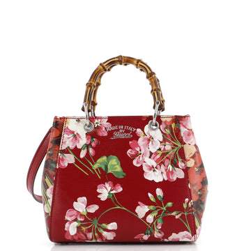 Bamboo Shopper Tote Blooms Print Leather Mini