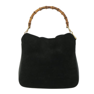 GUCCI Bamboo Shoulder Bag Suede 2way Black 001 2058 1638 0 56063