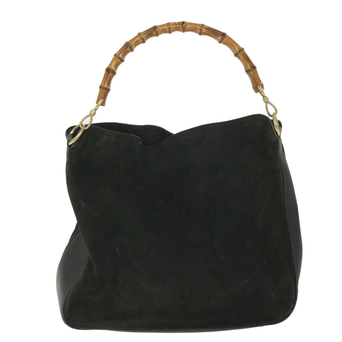 GUCCI Bamboo Shoulder Bag Suede 2way Black 001 1998 1577 56066