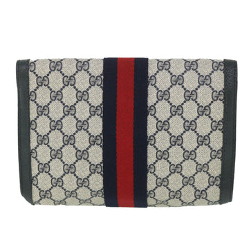 GUCCI GG Supreme Sherry Line Clutch Bag Red Navy gray 89 01 006 56186