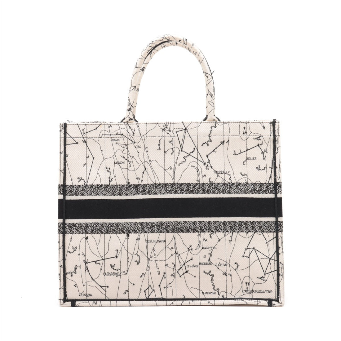 Christian Dior Book Tote Linen Tote Bag Black X White