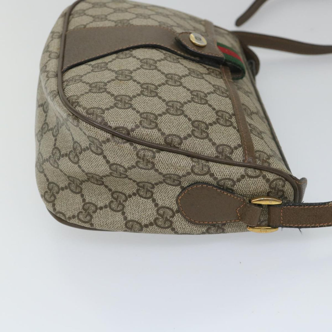 GUCCI GG Supreme Web Sherry Line Shoulder Bag Beige Red 89 02 032 56367