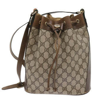 GUCCI GG Canvas Web Sherry Line Shoulder Bag PVC Leather Beige Green 56564