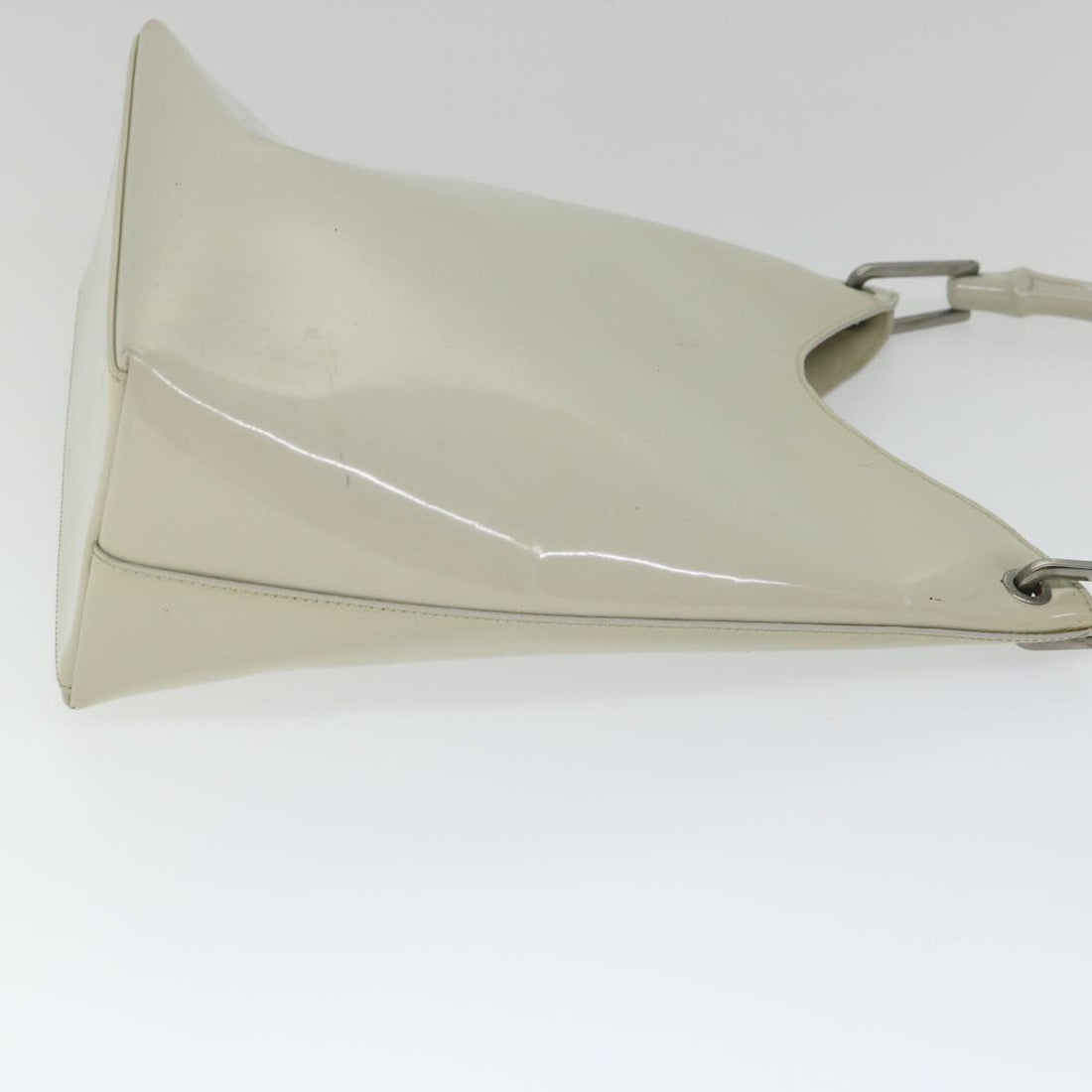 GUCCI Bamboo Shoulder Bag Patent leather Ivory 56566