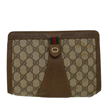 GUCCI GG Supreme Web Sherry Line Clutch Bag Beige Red Green 89 01 032 56612