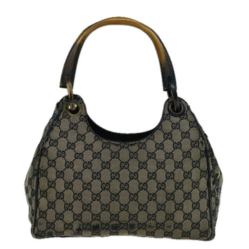 GUCCI GG Canvas Hand Bag Wood Beige Black 56623