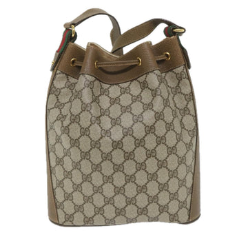 GUCCI GG Canvas Web Sherry Line Shoulder Bag PVC Leather Beige Green 57304