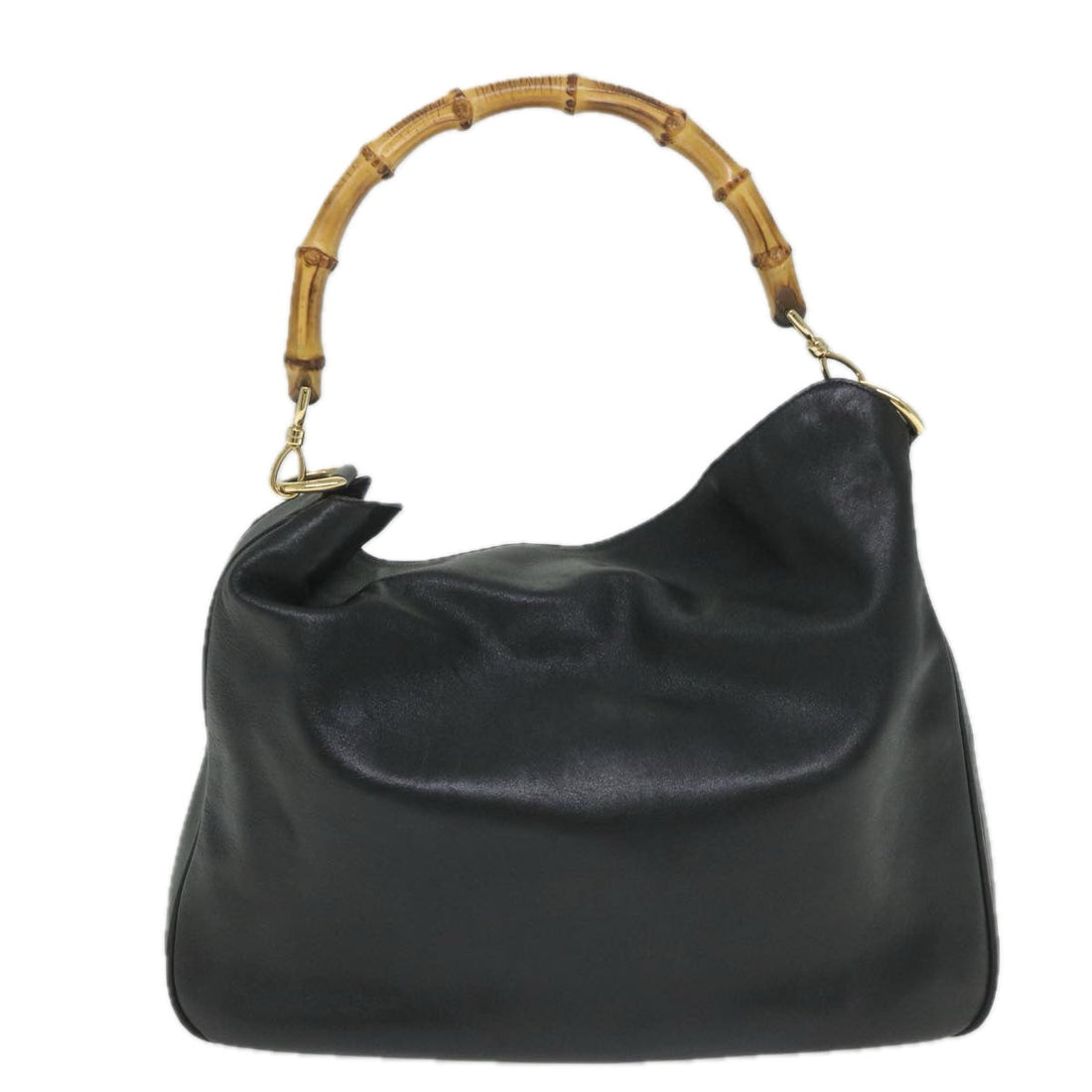GUCCI Bamboo Shoulder Bag Leather 2way Black 57318