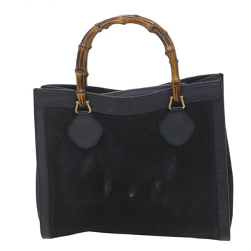 GUCCI Bamboo Hand Bag Suede Navy 002 1186 0260 57359