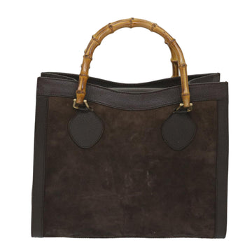 GUCCI Bamboo Hand Bag Suede Brown 002 1095 0260 57388