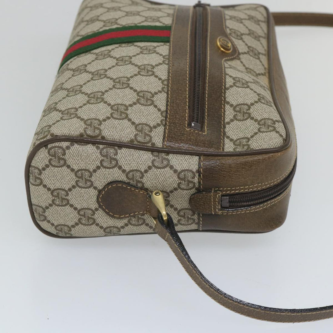GUCCI GG Supreme Web Sherry Line Shoulder Bag Beige Red 001 4071 5 57626