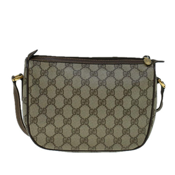 GUCCI GG Canvas Web Sherry Line Shoulder Bag PVC Leather Beige Green 57673