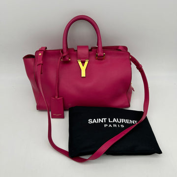 Saint Laurent Fuchsia Calfskin Leather Small Cabas ChYc Bag
