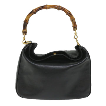 GUCCI Bamboo Shoulder Bag Leather 2way Black 58055