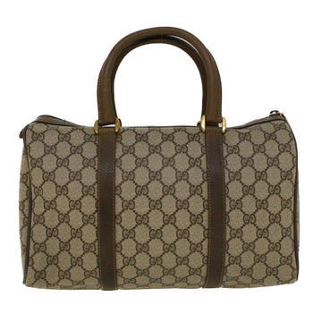 GUCCI GG Canvas Web Sherry Line Boston Bag PVC Leather Beige Green 58085