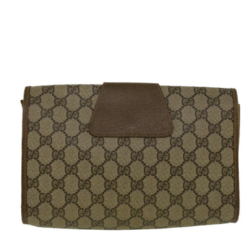 GUCCI GG Canvas Web Sherry Line Clutch Bag PVC Leather Beige Green 58276