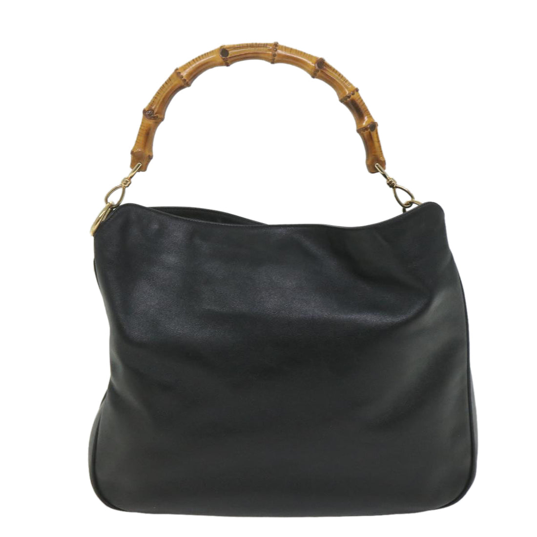 GUCCI Bamboo Shoulder Bag Leather 2way Black 001 2058 1577 0 58618