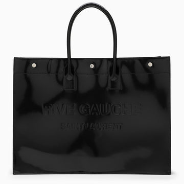 Saint Laurent Large Rive Gauche Black Patent Leather Bag Men