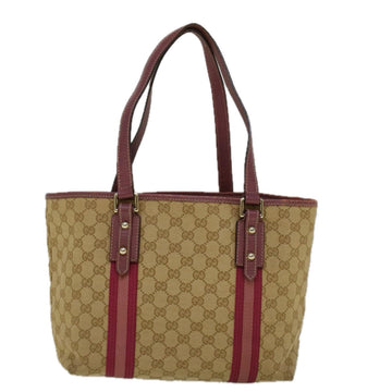 GUCCI GG Canvas Sherry Line Tote Bag Beige Pink 137396 58810