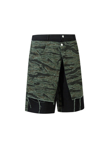 Makersluxe High Street Patchwork Camouflage Contrast Denim Jorts
