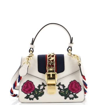 Sylvie Top Handle Bag Embroidered Leather Mini