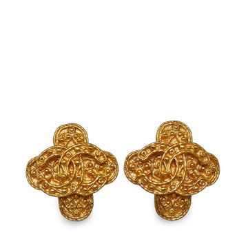 Chanel Vintage Cocomark Cross Earring Gold  Ladies Chanel