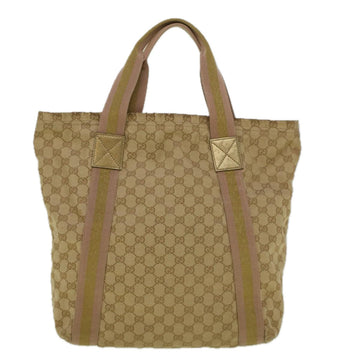 GUCCI GG Canvas Sherry Line Tote Bag Beige Gold pink 189669 59074